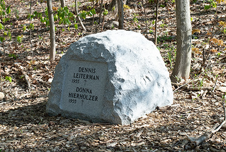Niche boulder in the natural burial section
